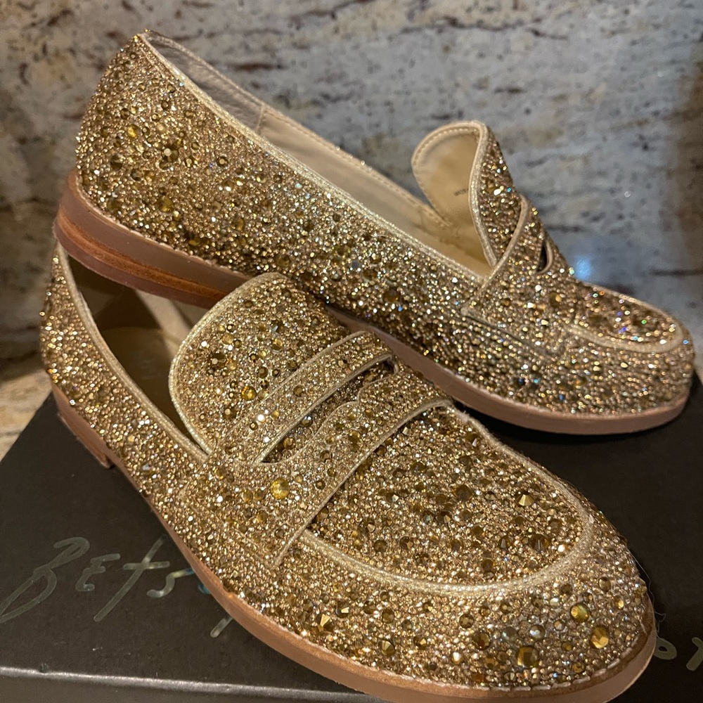 Betsy Johnson glitz loafers sz 8